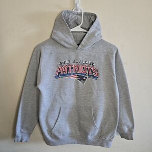 Vintage Reebok Patriots Hoodie Youth Size Large 14-16 Gray NFL Pullover
